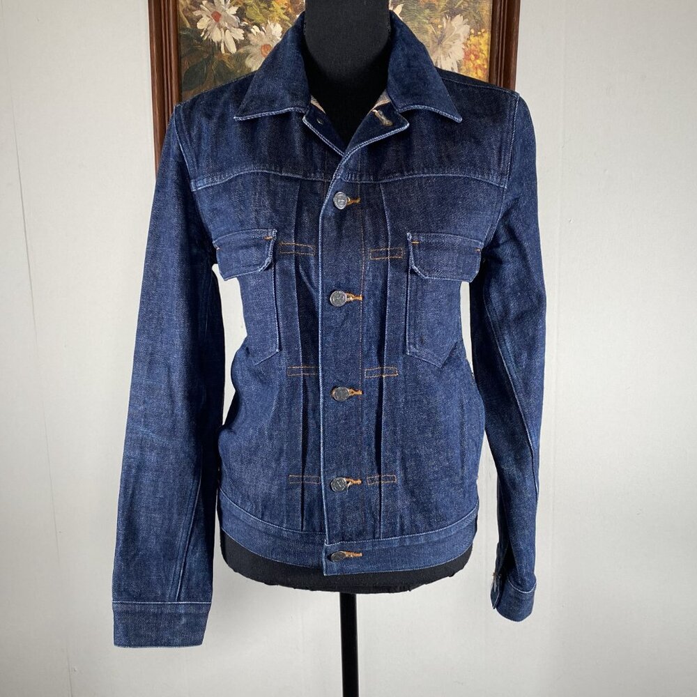 A.P.C Selvedge Long Sleeve Denim Jean Jacket Women's XXS Pockets Blue Casual